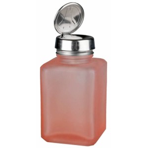 ONE-TOUCH\, SS\, SQUARE\, GLASS PINK FROSTED\, 6 OZ